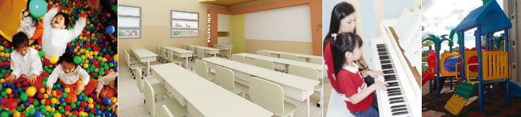 piano room, classroom, computer lab, playground
